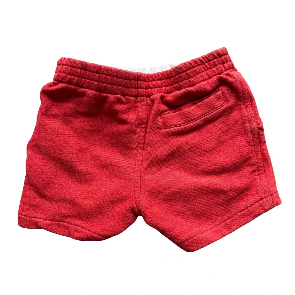 Ralph Lauren Elastic Waistband Pony Logo Bright Red Cotton Fleece Shorts S 18M